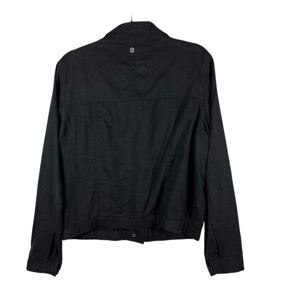 Prana Black‎ Button Up Light Weight Hemp Jacket Women’s Size Large Collared - Picture 2 of 9